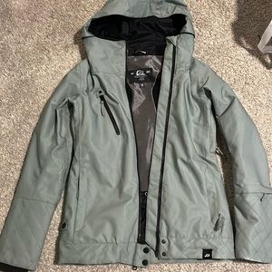Ride Snowboards snowboarding jacket, light mint green, women’s extra small.